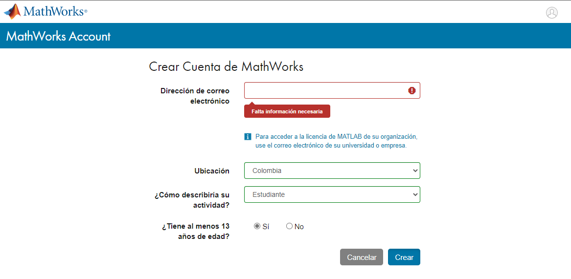 Crear-cuenta-MathWorks